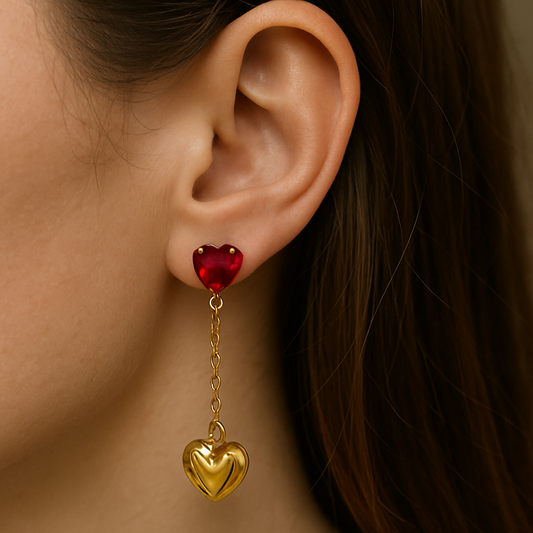 Brincos - Red Heart