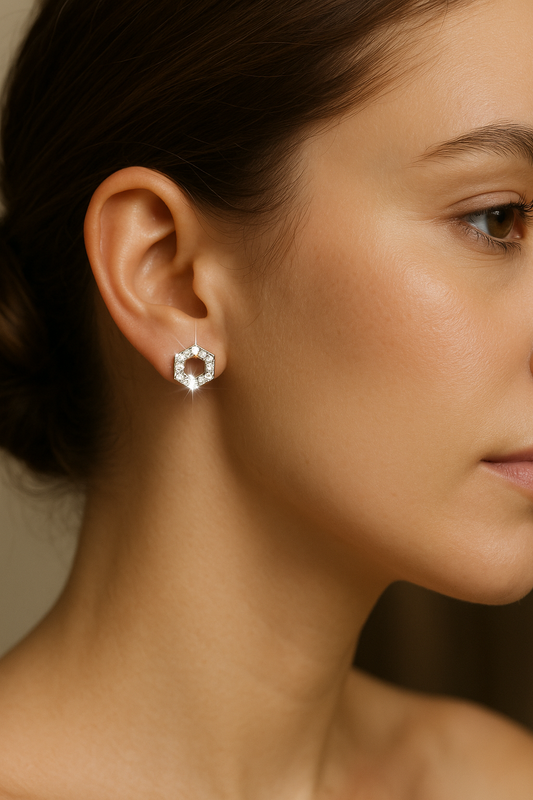 Brincos - Pandora Shiny Hexagon