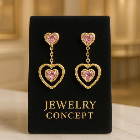 Brincos - Double Sparkle Hearts