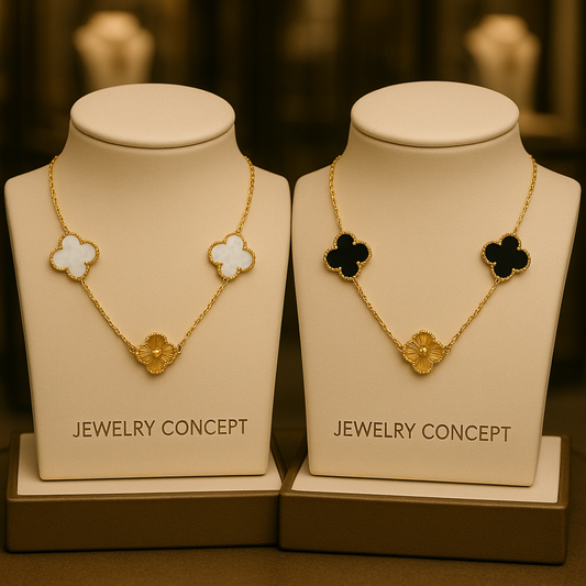Colar - Van Cleef White & Black Glam