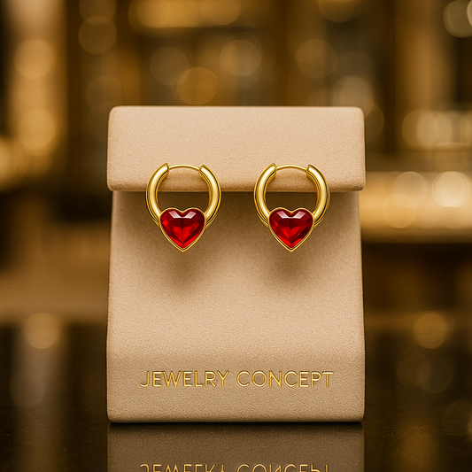 Argolas - Red Golden Heart