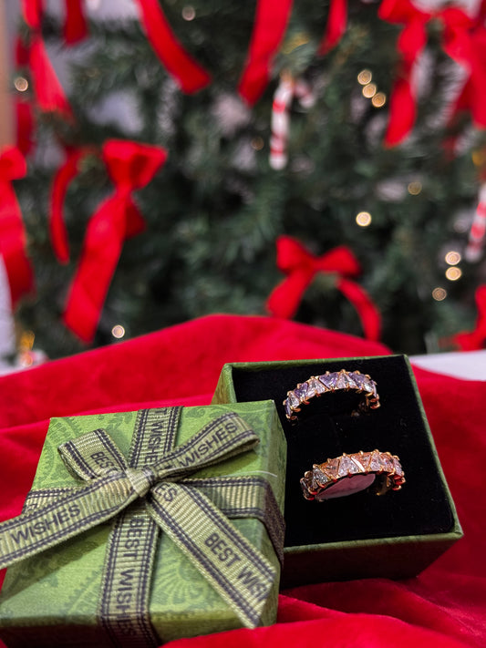 CONJUNTO ANÉIS RIVIERA - 2 ANÉIS + CAIXA